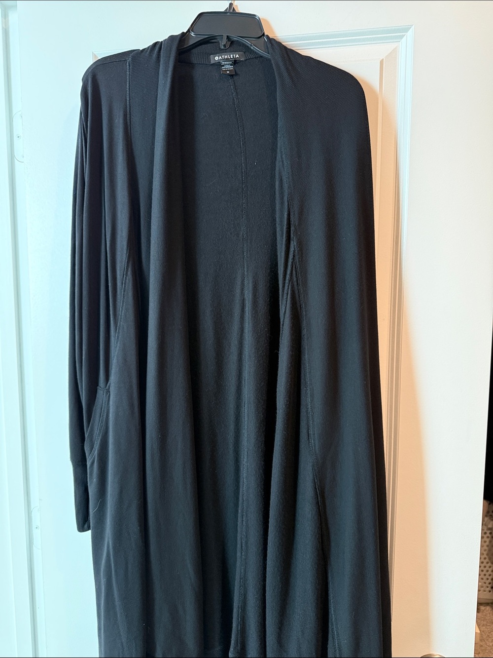 Athleta Black Open-Front Duster Cardigan
